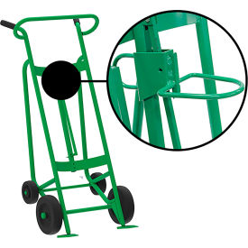 4-Wheel Hand Truck For Plastic Drums, Rubber & Rear Poly Wheels, Green view 2