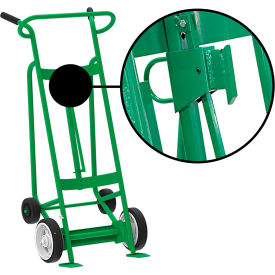 4-Wheel Hand Truck For Fiber Drums, Solid Rubber & Rear Poly Wheels, Green view 2