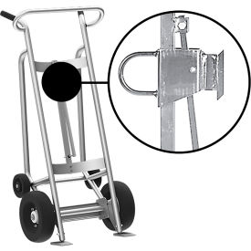 Hand Truck with Hand Brake For Fiber Drums, Pneumatic & Rear Poly Wheels, Silver view 2
