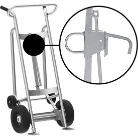 Hand Truck, Hand Brake For Steel Locking Cover Drums, Pneumatic & Rear Wheels, Silver view 2
