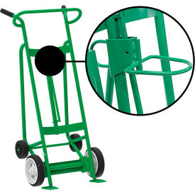 4-Wheel Hand Truck with Hand Brake For Plastic Drums, Solid Rubber & Poly Wheels, Green view 2