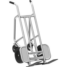 4 Wheel Pallet Hand Truck with Pneumatic & Swivel Wheels, 1000 lb. Cap., Silver view 2