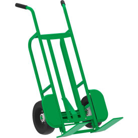 Steel Mini Pallet Truck w/ Pneumatic Wheels & Brakes, 1000 lb Cap, Green view 2