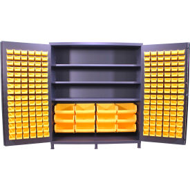 Flush Door Storage Bin Cabinet, 204 Bins, All-Welded, 72"W x 24"D x 84"H, Gray view 2