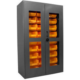 Clear-View Storage Cabinet, 18 Bins, All-Welded, 36"W x 24"D x 78"H, Gray view 2