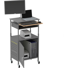 Valley Craft® Deluxe Mobile Shop Tech Desk with Drawer & 2 Shelves 28"W x 21"D Gray 