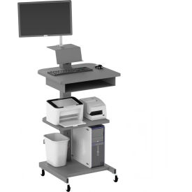 Valley Craft® Industrial Mobile Shop Tech Desk with Drawer & 3 Shelves 28"W x 29"D Gray 