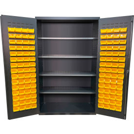 Storage Bin Cabinet, 120 Bins, All-Welded, 48"W x 24"D x 78"H, Gray view 2