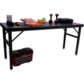96 x 28 Adjustable Height Workbench, Square Edge, Gray view 2