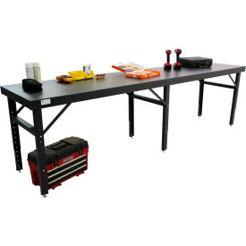 120 x 48 Adjustable Height Workbench, Square Tube Leg, Steel Square Edge, Gray view 2