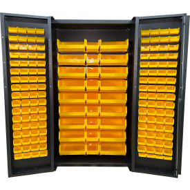Deep Door Storage Bin Cabinet, 163 Bins, All-Welded, 48"W x 24"D x 84"H, Gray view 2