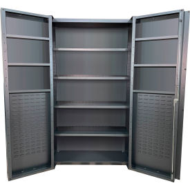 Deep Door Storage Bin Cabinet, All-Welded, 48"W x 24"D x 84"H, Gray view 2