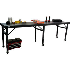 Valley Craft® Mobile Adjustable Height Workbench 120 x 48" Steel Square Edge 