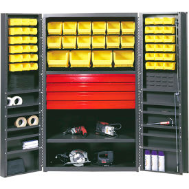 Deep Door Drawer Storage Cabinet, 58 Bins, All-Welded, 36"W x 24"D x 72"H, Gray view 2