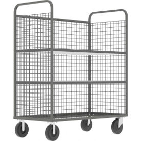 3-Sided Stock Picking Cage Cart, 2 Adj. Shelves, 57"L x 30"W, 1600 lb. Cap., Gray view 2