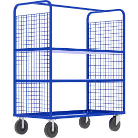 2-Sided Stock Picking Cage Cart, 2 Adj. Shelves, 57"L x 30"W, 1600 lb. Cap., Blue view 2