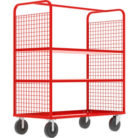 2-Sided Stock Picking Cage Cart, 2 Adj. Shelves, 57"L x 30"W, 1600 lb. Cap., Red view 2