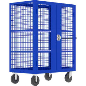Security Cart with 2 Adjustable Shelves, 2000 lb. Cap., 63"L x 30"W x 66"H, Blue view 2