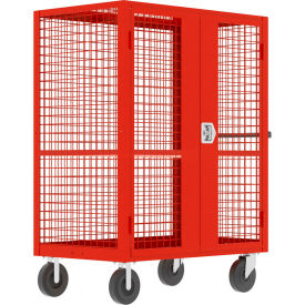 Wire Security Cart with Adjustable Shelf, 51"L x 24"W x 66"H, 2000 lb. Cap., Red view 2