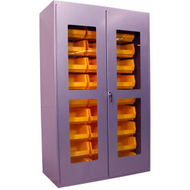 Clear-View Storage Bin Cabinet, 18 Bins, All-Welded, 36"W x 24"D x 78"H, Gray view 2