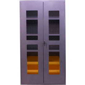 Clear-View Storage Bin Cabinet, 6 Bins, All-Welded, 36"W x 24"D x 78"H, Gray view 2