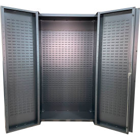 Deep Door Storage Bin Cabinet, Fully Louvered, All-Welded, 48"W x 24"D x 84"H, Gray view 2