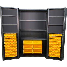 Deep Door Storage Bin Cabinet, 78 Bins, All-Welded, 48"W x 24"D x 78"H, Gray view 2