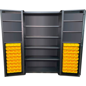 Deep Door Storage Bin Cabinet, 72 Bins, All-Welded, 48"W x 24"D x 78"H, Gray view 2