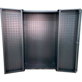 Deep Door Storage Bin Cabinet, Fully Louvered, All-Welded, 48"W x 24"D x78"H,Gray view 2