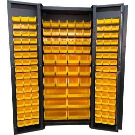 Deep Door Storage Bin Cabinet, 138 Bins, All-Welded, 36"W x 24"D x 78"H, Gray view 2
