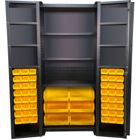 Deep Door Storage Bin Cabinet, 54 Bins, All-Welded, 36"W x 24"D x 78"H, Gray view 2