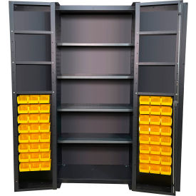 Deep Door Storage Bin Cabinet, 48 Bins, All-Welded, 36"W x 24"D x 78"H, Gray view 2