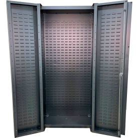 Deep Door Storage Bin Cabinet, Fully Louvered, All-Welded, 36"W x 24"D x78"H,Gray view 2