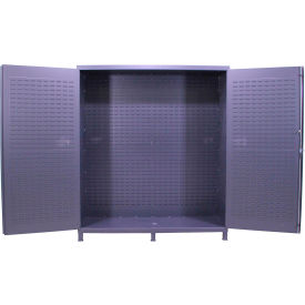 Flush Door Storage Bin Cabinet, Fully Louvered, All-Welded, 72"W x 24"D x 84"H, Gray view 2