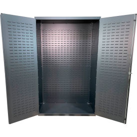 Storage Bin Cabinet, Fully Louvered, All-Welded, 48"W x 24"D x 78"H, Gray view 2