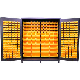 Flush Door Storage Bin Cabinet, 276 Bins, All-Welded, 72"W x 24"D x 84"H, Gray view 2