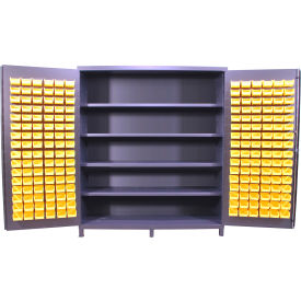 Flush Door Storage Bin Cabinet, 192 Bins, All-Welded, 72"W x 24"D x 84"H, Gray view 2