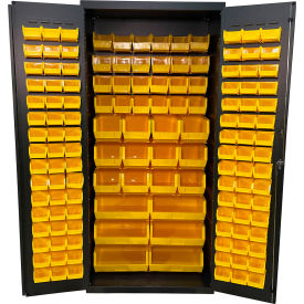 Storage Bin Cabinet, 138 Bins, All-Welded, 36"W x 24"D x 78"H, Gray view 2