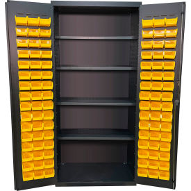 Storage Bin Cabinet, 96 Bins, All-Welded, 36"W x 24"D x 78"H, Gray view 2