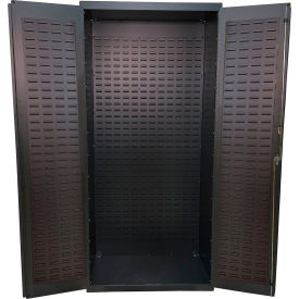 Storage Bin Cabinet, Fully Louvered, All-Welded, 36"W x 24"D x 78"H, Gray view 2