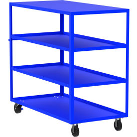 Steel Utility Cart with 4 Shelves, Flat Top, 3600 lb. Cap., 65"L x 30"W x 56"H, Blue view 2