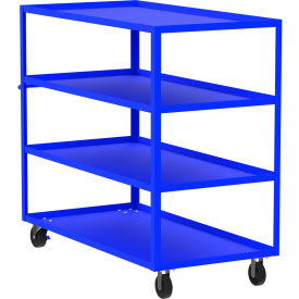 Steel Utility Cart with 4 Shelves, 3600 lb. Capacity, 65"L x 30"W x 56"H, Blue view 2