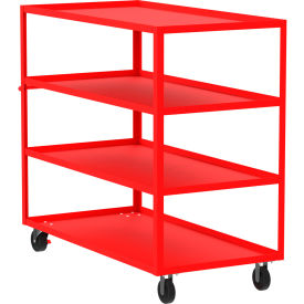 Steel Utility Cart with 4 Shelves, 3600 lb. Capacity, 65"L x 30"W x 56"H, Red view 2