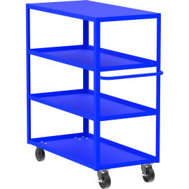 Steel Utility Cart with 4 Shelves, Flat Top, 3600 lb. Capacity, 53"L x 24"W x 56"H, Blue view 2