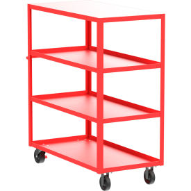 Steel Utility Cart with 4 Shelves, Flat Top, 3600 lb. Capacity, 53"L x 24"W x 56"H, Red view 2