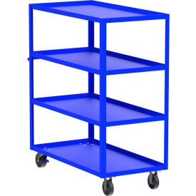 Steel Utility Cart with 4 Shelves, 3600 lb. Capacity, 53"L x 24"W x 56"H, Blue view 2