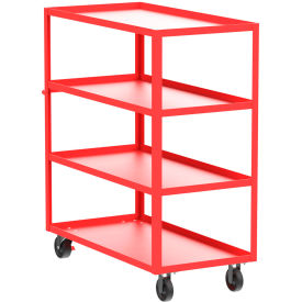 Steel Utility Cart with 4 Shelves, 3600 lb. Capacity, 53"L x 24"W x 56"H, Red view 2