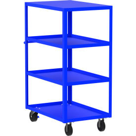 Steel Utility Cart with 4 Shelves, Flat Top, 3600 lb. Capacity, 41"L x 24"W x 56"H, Blue view 2