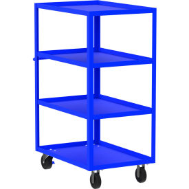 Steel Utility Cart with 4 Shelves, 3600 lb. Capacity, 41"L x 24"W x 56"H, Blue view 2