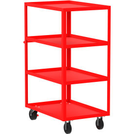 Steel Utility Cart with 4 Shelves, 3600 lb. Capacity, 41"L x 24"W x 56"H, Red view 2